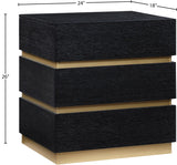 Zaylan Night Stand - Elegant Oak Veneer Design with Brushed Brass Accents for a Chic Bedroom Look