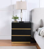 Zaylan Night Stand - Elegant Oak Veneer Design with Brushed Brass Accents for a Chic Bedroom Look