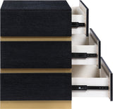 Zaylan Night Stand - Elegant Oak Veneer Design with Brushed Brass Accents for a Chic Bedroom Look