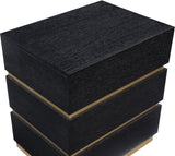Zaylan Night Stand - Elegant Oak Veneer Design with Brushed Brass Accents for a Chic Bedroom Look
