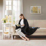 Heated 50x70" Faux Fur Electric Throw Blanket, Black