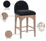 Waldorf Stool - Elegant Art Deco Chenille Fabric Counter Height Stool with Solid Ash Wood Design