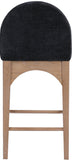 Waldorf Stool - Elegant Art Deco Chenille Fabric Counter Height Stool with Solid Ash Wood Design