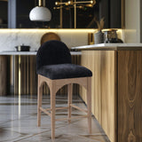 Waldorf Stool - Elegant Art Deco Chenille Fabric Counter Height Stool with Solid Ash Wood Design