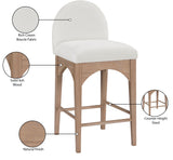 Waldorf Stool - Elegant Art Deco Chenille Fabric Counter Height Stool with Solid Ash Wood Design