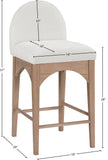 Waldorf Stool - Elegant Art Deco Chenille Fabric Counter Height Stool with Solid Ash Wood Design