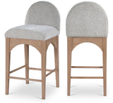 Waldorf Stool - Elegant Art Deco Chenille Fabric Counter Height Stool with Solid Ash Wood Design