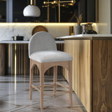 Waldorf Stool - Elegant Art Deco Chenille Fabric Counter Height Stool with Solid Ash Wood Design