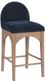 Waldorf Stool - Elegant Art Deco Chenille Fabric Counter Height Stool with Solid Ash Wood Design