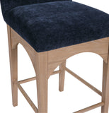 Waldorf Stool - Elegant Art Deco Chenille Fabric Counter Height Stool with Solid Ash Wood Design