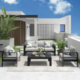 4 Pcs Aluminum Patio Furniture Set, Outdoor Conversation Set