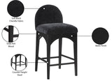 Waldorf Stool - Elegant Chenille Fabric Counter Height Stool with Solid Ash Wood and Black Finish