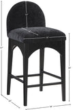 Waldorf Stool - Elegant Chenille Fabric Counter Height Stool with Solid Ash Wood and Black Finish