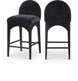 Waldorf Stool - Elegant Chenille Fabric Counter Height Stool with Solid Ash Wood and Black Finish