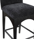 Waldorf Stool - Elegant Chenille Fabric Counter Height Stool with Solid Ash Wood and Black Finish