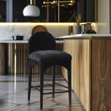 Waldorf Stool - Elegant Chenille Fabric Counter Height Stool with Solid Ash Wood and Black Finish