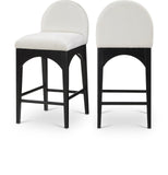 Waldorf Stool - Elegant Chenille Fabric Counter Height Stool with Solid Ash Wood and Black Finish