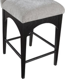 Waldorf Stool - Elegant Chenille Fabric Counter Height Stool with Solid Ash Wood and Black Finish