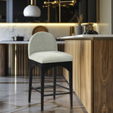 Waldorf Stool - Elegant Chenille Fabric Counter Height Stool with Solid Ash Wood and Black Finish