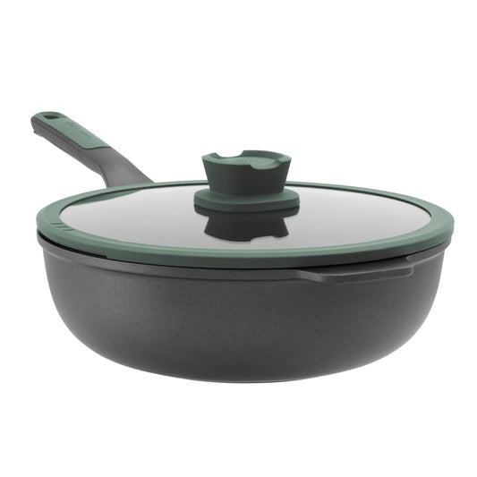 BergHOFF Forest Non-stick Cast Aluminum Wok Pan 11", 4.6qt. With Glass Lid