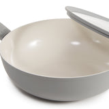 BergHOFF Balance Nonstick Ceramic Wok Pan 11", 4.4qt. With Glass Lid, Recycled Aluminum, Moonmist