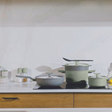 BergHOFF Balance Nonstick Ceramic Wok Pan 11", 4.4qt. With Glass Lid, Recycled Aluminum, Moonmist