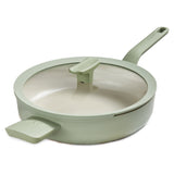 BergHOFF Balance Nonstick Ceramic Sauté Pan (Long Handle) 10.25", 3.1qt. With Glass Lid, Recycled Aluminum, Sage