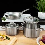 BergHOFF Leo Graphite Recycled 18/10 Stainless Steel Stockpot 8", 3.6qt. With Glass Lid