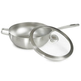 BergHOFF Leo Graphite Recycled 18/10 Stainless Steel Wok Pan 11", 5.2qt. With Glass Lid