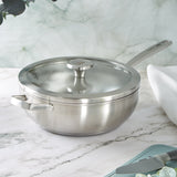 BergHOFF Leo Graphite Recycled 18/10 Stainless Steel Wok Pan 11", 5.2qt. With Glass Lid