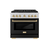 ZLINE 36"Paramount Dual Fuel Range Black Matte Gold SDRZ-BLM-36-G