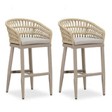 PURPLE LEAF Outdoor Bar Stools Counter Stools Rattan Bar Stools Chair with Backrest for Indoor or Outdoor, Kitchen lsland