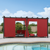 PURPLE LEAF Outdoor Pergola with Retractable Canopy Aluminum Shelter for Beach Porch Garden Shade Pavilion Pergola with Curtains