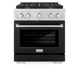 ZLINE 30" Gas Range, Convection Gas Oven, Stainless Steel,Matte Black SGR-BLM-30