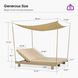 PURPLE LEAF Outdoor Daybed for Patio, Poolside Chaise Lounge Bed with Cushion, Olefin Blend Fabric, Aluminum Frame Sunbed with Side Table for Deck and Backyard