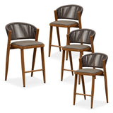 PURPLE LEAF Bar Stool Rattan Bar Stools Counter Stools with Back Metal Bar Height Stool Outdoor Bar Chair for Garden Kitchen