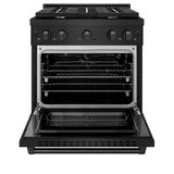 ZLINE 30 in.Gas Range, Convection Gas Oven, Black Stainless Steel, SGRB-30
