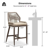 PURPLE LEAF Patio Sunbrella Bar Stools Set of 2 Rattan Bar Aluminum Bar Stool Outdoor Barstools with Back and Cushion for Garden Kitchen Island