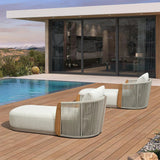 PURPLE LEAF Hailar Olefin Patio Chaise Lounge Chair , Upholstered Pool Lounge Chairs for Outdoor with Teak Armres for Deck, Pool, Lawn, Garden, Courtyard, Porch