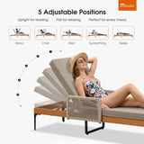 PURPLE LEAF Outdoor Chaise Lounge Patio Lounge Chair Recliner with Side Table and Cushion for Poolside Balcony Backyard