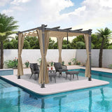 PURPLE LEAF Outdoor Retractable Pergola with Sun Shade Canopy Patio Aluminum Pergola With Curtains
