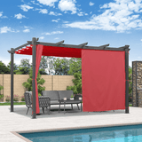 PURPLE LEAF Outdoor Pergola with Retractable Canopy Aluminum Shelter for Beach Porch Garden Shade Pavilion Pergola with Curtains