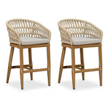 PURPLE LEAF Outdoor Bar Stools Counter Stools Rattan Bar Stools Chair with Backrest for Indoor or Outdoor, Kitchen lsland