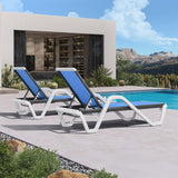 PURPLE LEAF Patio Chaise Lounge Plastic Pool Outdoor Lounge Chair with Aluminum Frame Stackable Patio Tanning Chairs for Poolside Sunbathing Beach Deck Yard