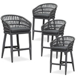 PURPLE LEAF Outdoor Bar Stools Counter Stools Rattan Bar Stools Chair with Backrest for Indoor or Outdoor, Kitchen lsland