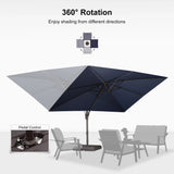 PURPLE LEAF Patio Cantilever Umbrella with Aluminum Offset Hanging for Pool Garden Deck