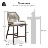 PURPLE LEAF Patio Sunbrella Bar Stools Set of 2 Rattan Bar Aluminum Bar Stool Outdoor Barstools with Back and Cushion for Garden Kitchen Island