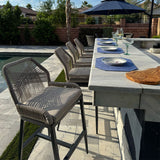 PURPLE LEAF Outdoor Bar Stools Wicker Rattan Bar Stools with Back Aluminum Outside Garden Patio Bar Chairs