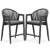 PURPLE LEAF Outdoor Bar Stools Set of 2 – Counter Stools Bar Stools with Aluminum Frame & Backrest for Patio, Kitchen Island & Bistro Stools