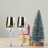 Crystal Christmas Tree Stemmed Wine & Water Glasses - Set of 2